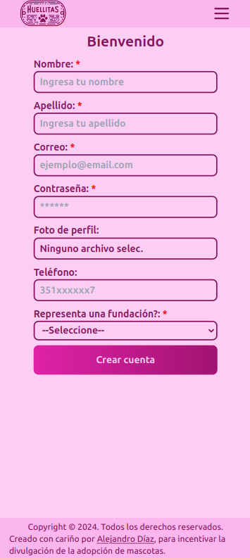 Image of the registration system from a mobile