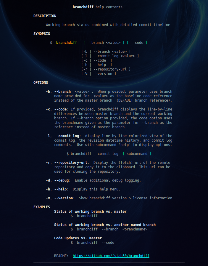 branchdiff help