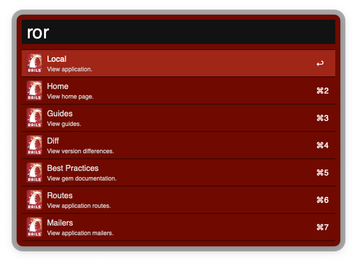 Ruby on Rails workflow screenshot.