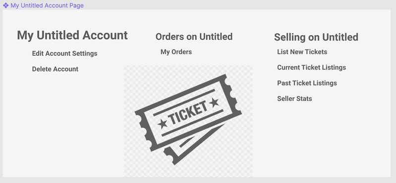 TicketClock wireframe myaccount