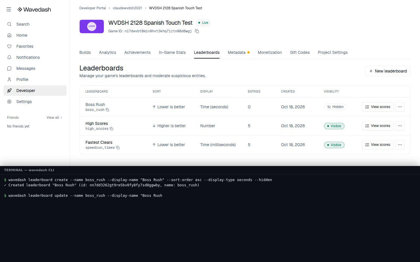 Desktop: CLI driving the dev portal — click to play