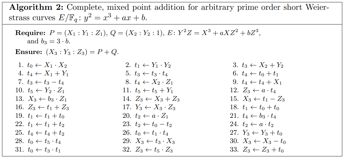 mixed point addition