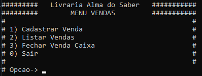 Imagem menu vendas