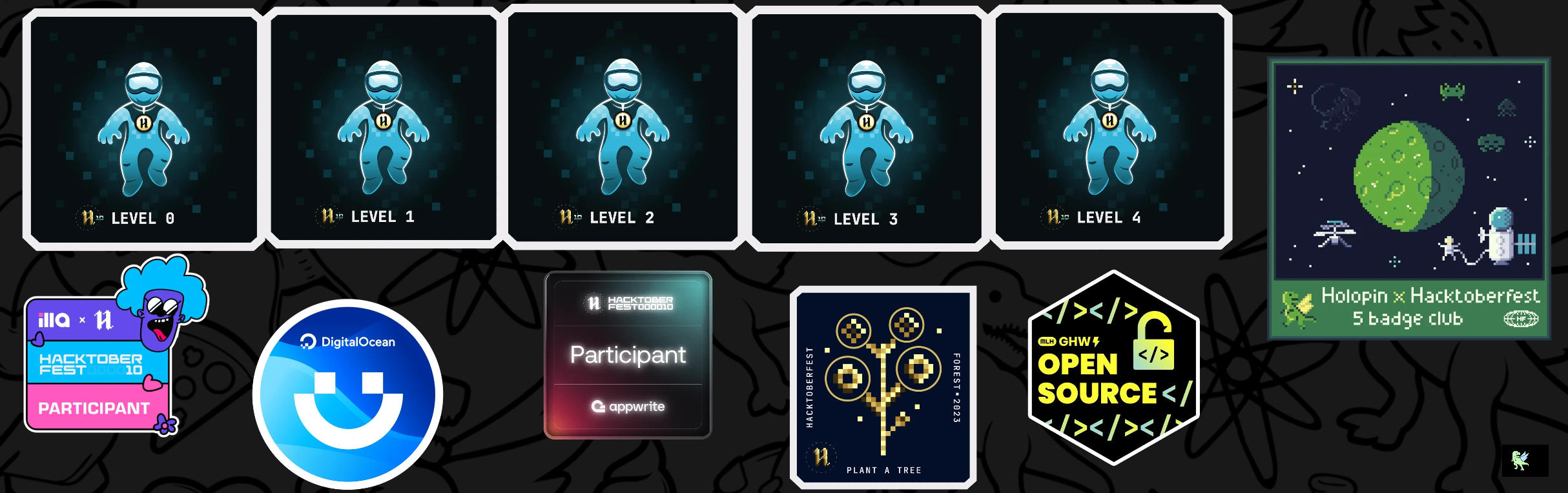 An image of @vishanurag's Holopin badges, which is a link to view their full Holopin profile