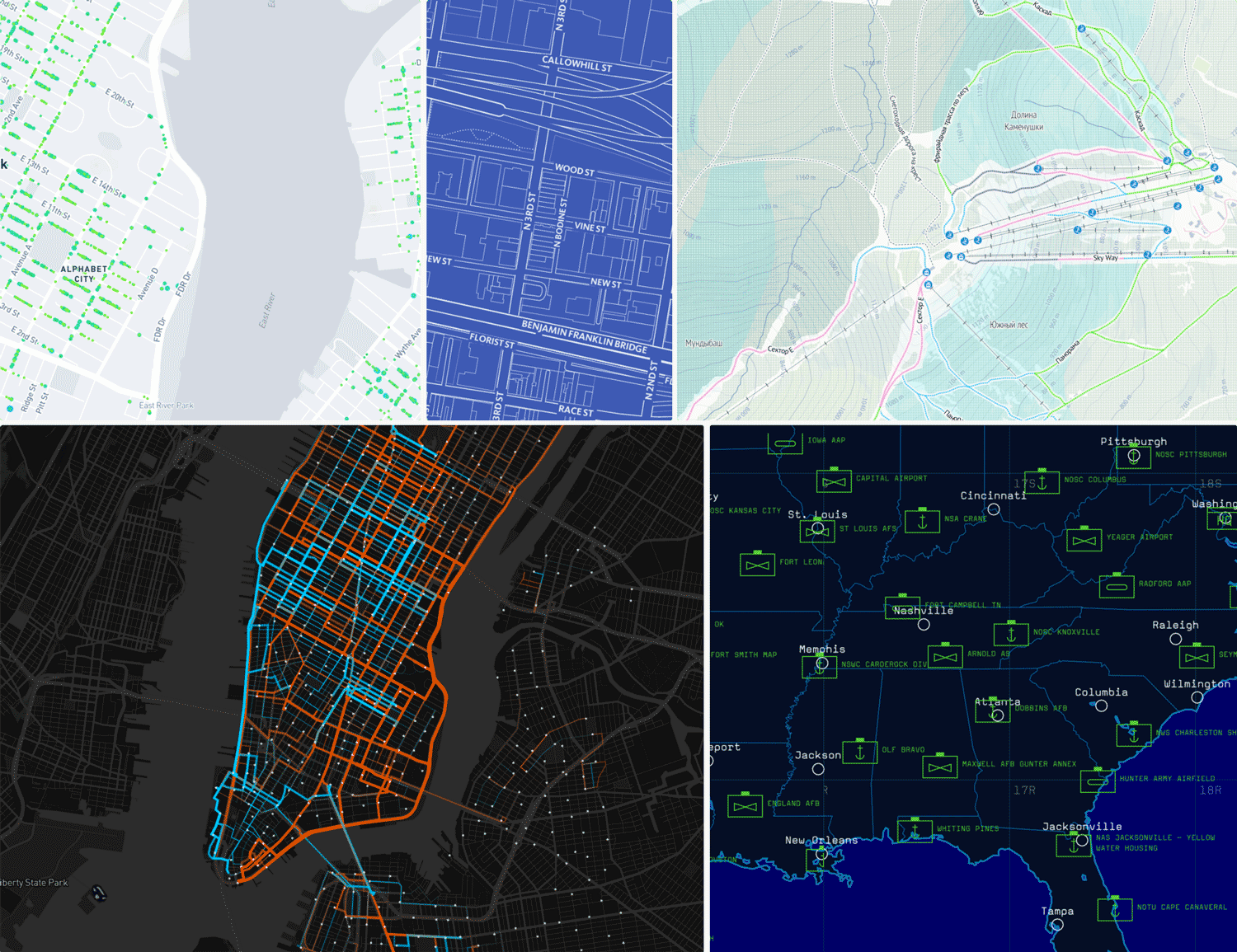 Mapbox GL JS gallery of map images