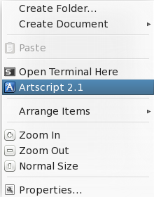 artscript in context menu