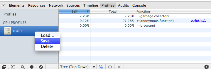 save Chrome CPU profile