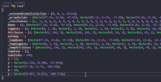 Action set copy result