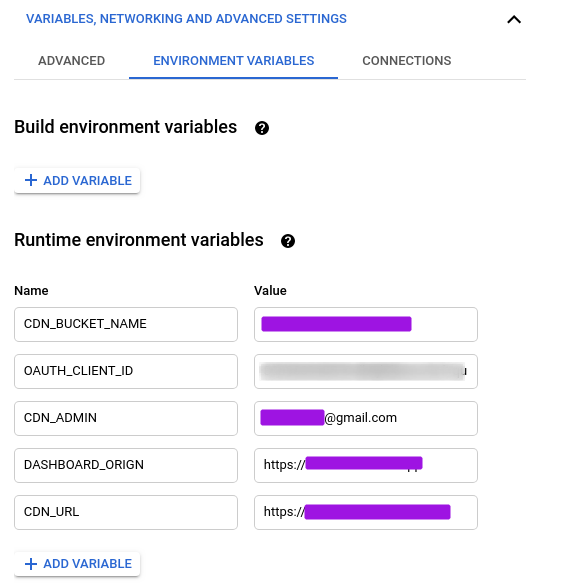 env variables