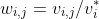 w_{i,j} = v_{i,j}/v_i^*