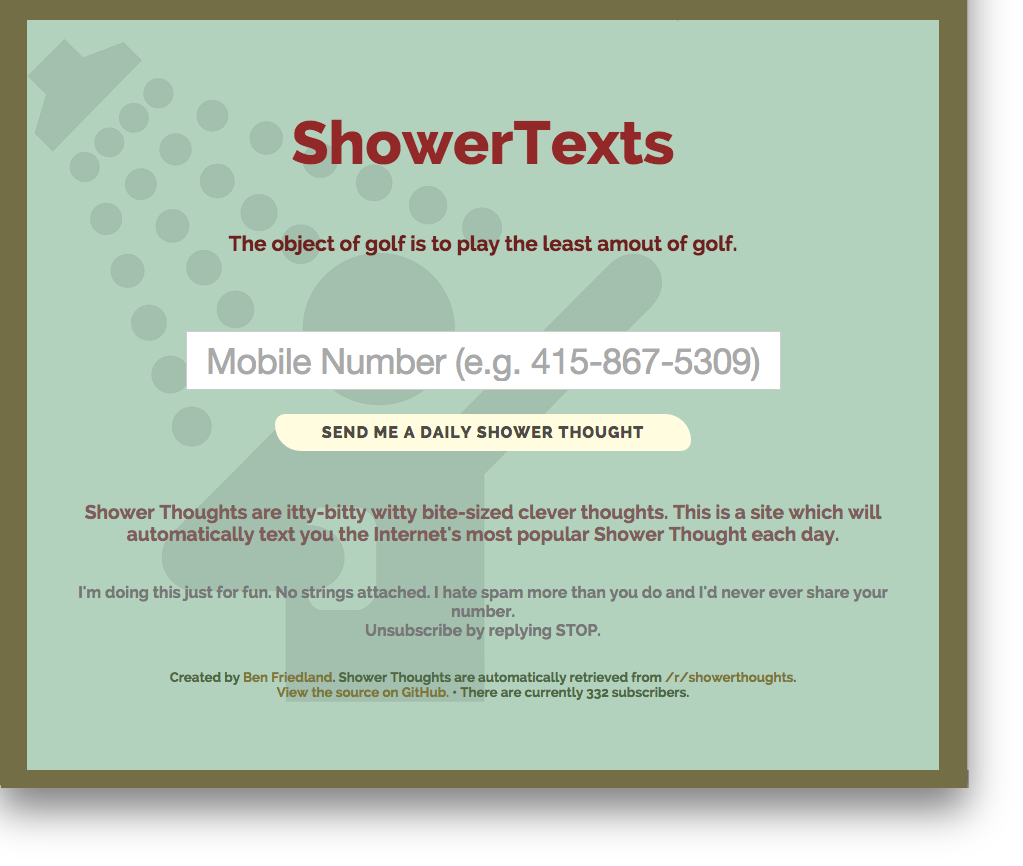 showertexts.com home page