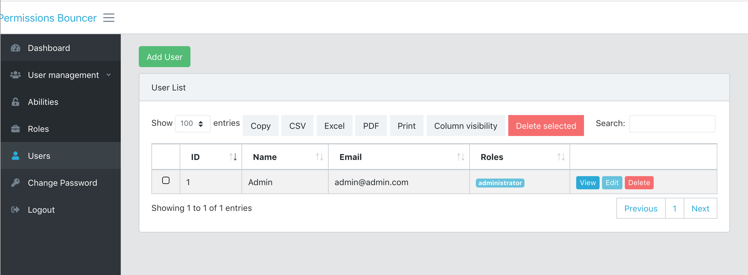 Laravel roles permissions screenshot