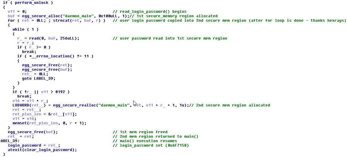 IDA Snippet of gnome-keyring-daemon 3.18.3 login_password flow