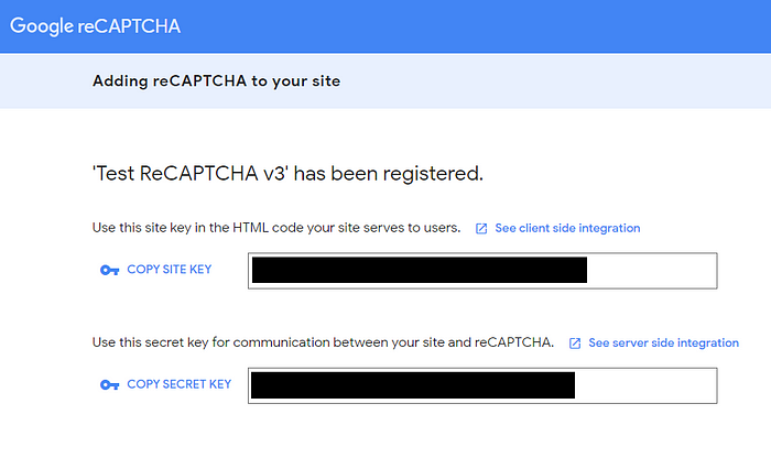 Illustration of Google reCAPTCHA v3 Site and Secret Keys.