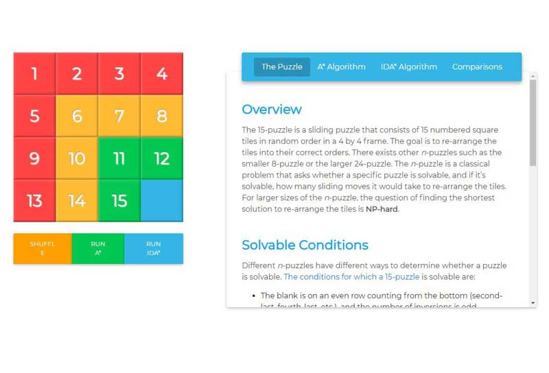 Sliding Puzzle website