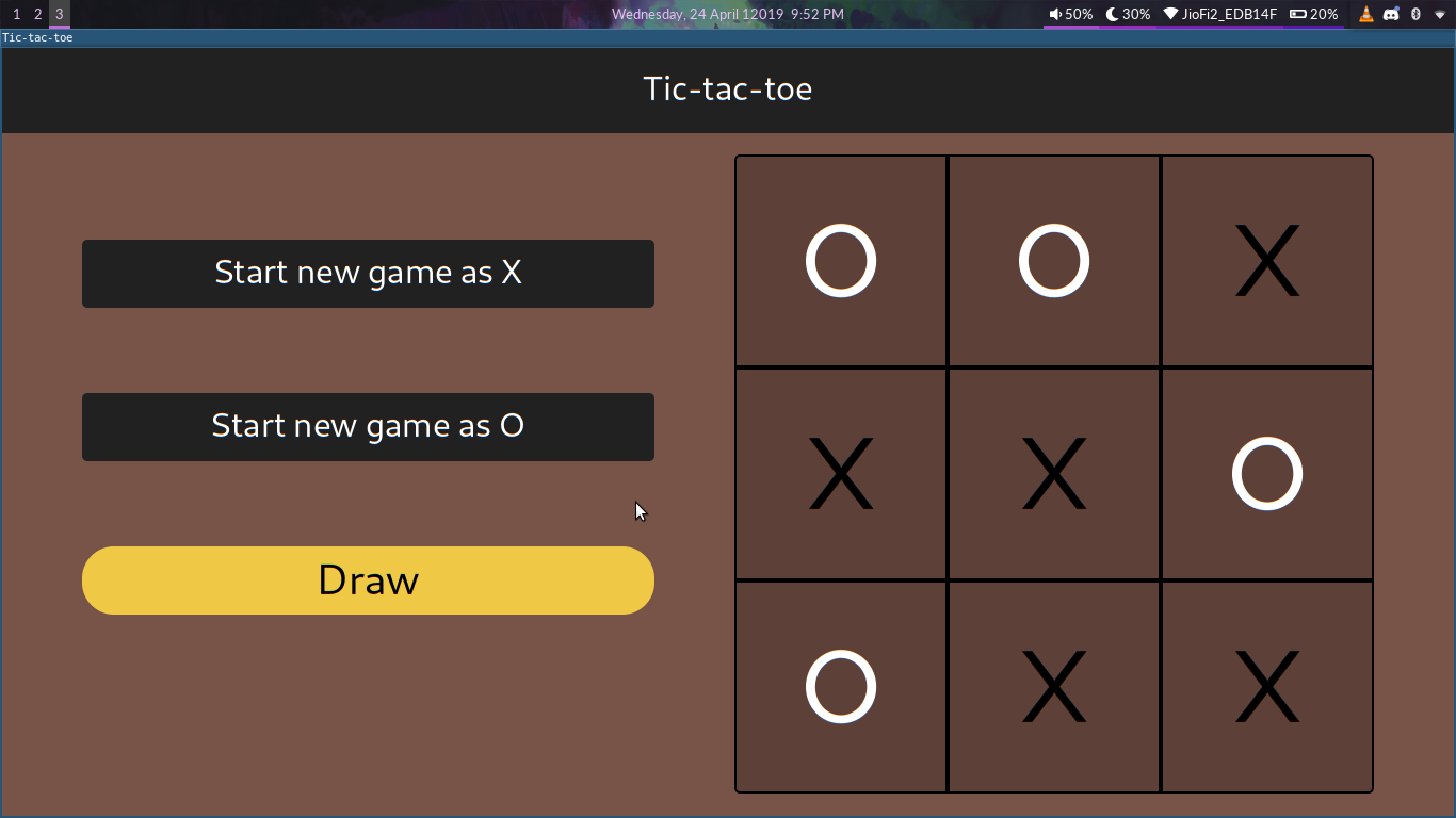 screenshot of a draw match