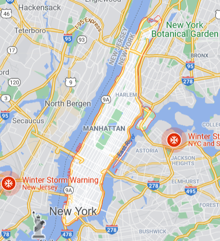 Manhattan area in Google Maps