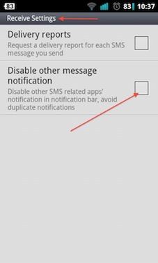 GoSMS Notification Settings