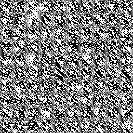 Rule 30 for 256 cells in 256 generations with a fixed seeded start configuration