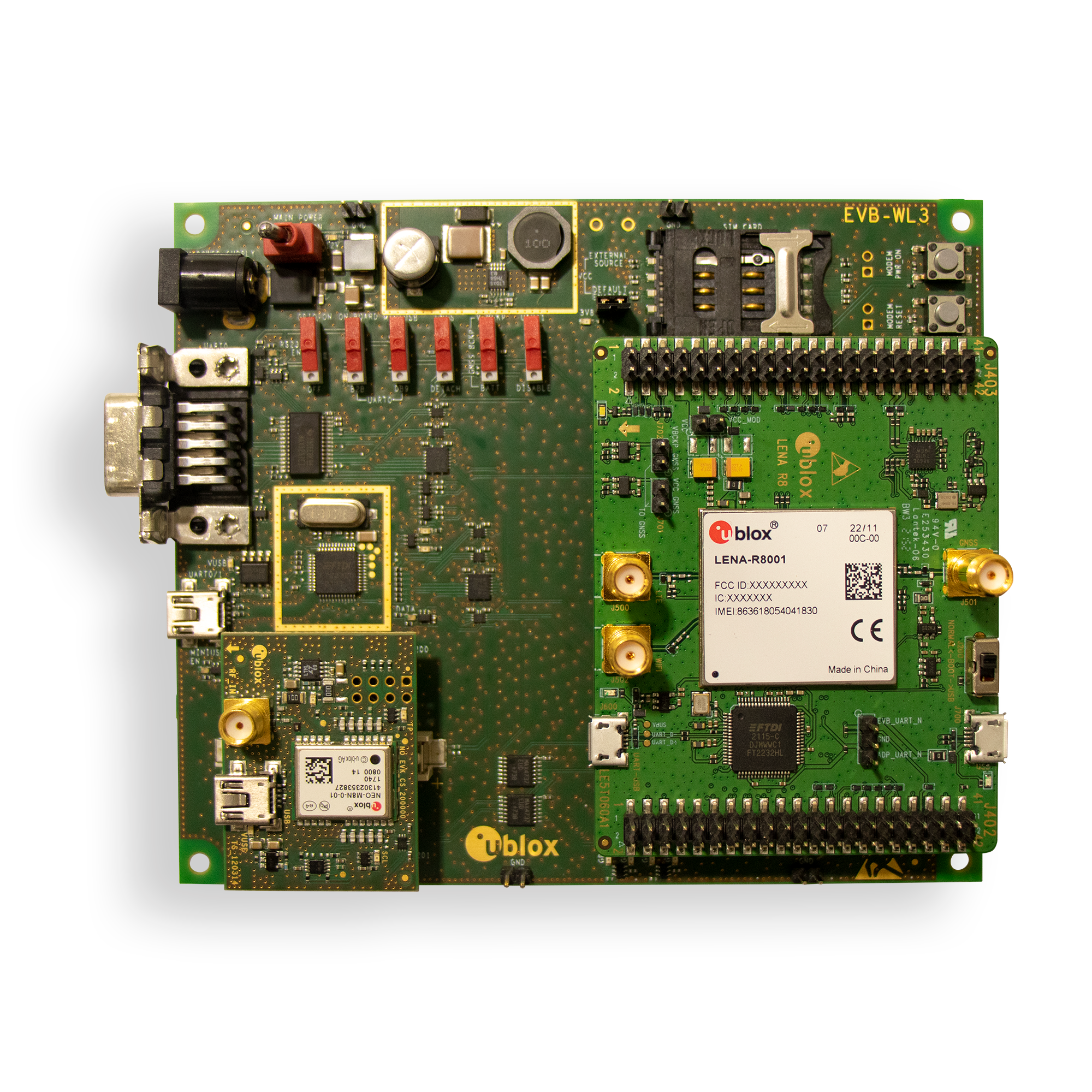 Evaluation kit for LENA-R8 cellular modules