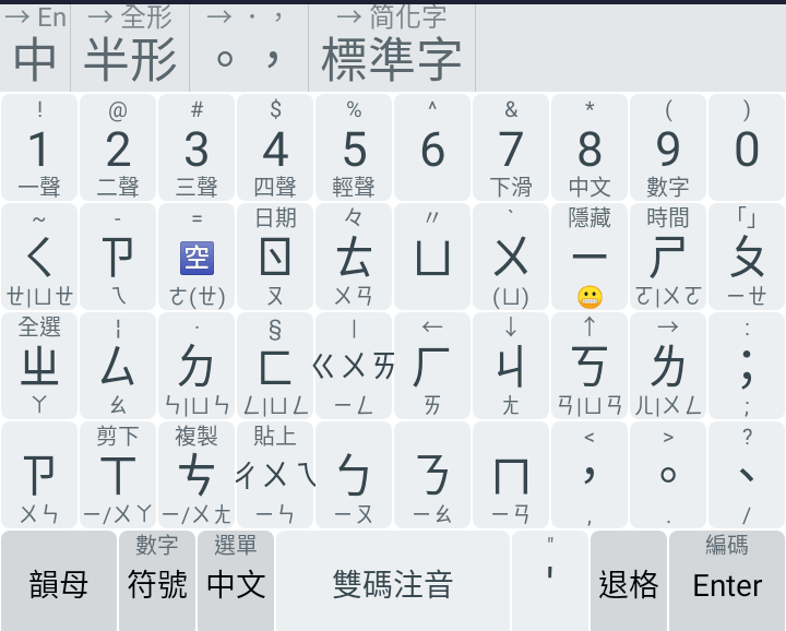 同文輸入法鍵盤