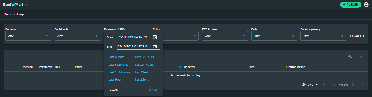 Decision log filters