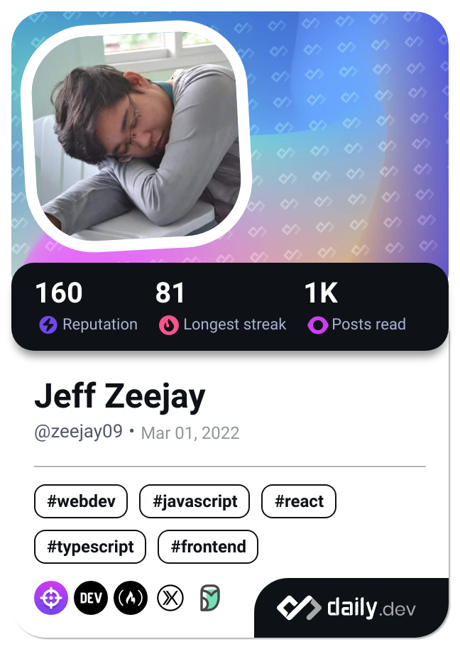 Jeff Zeejay's Dev Card