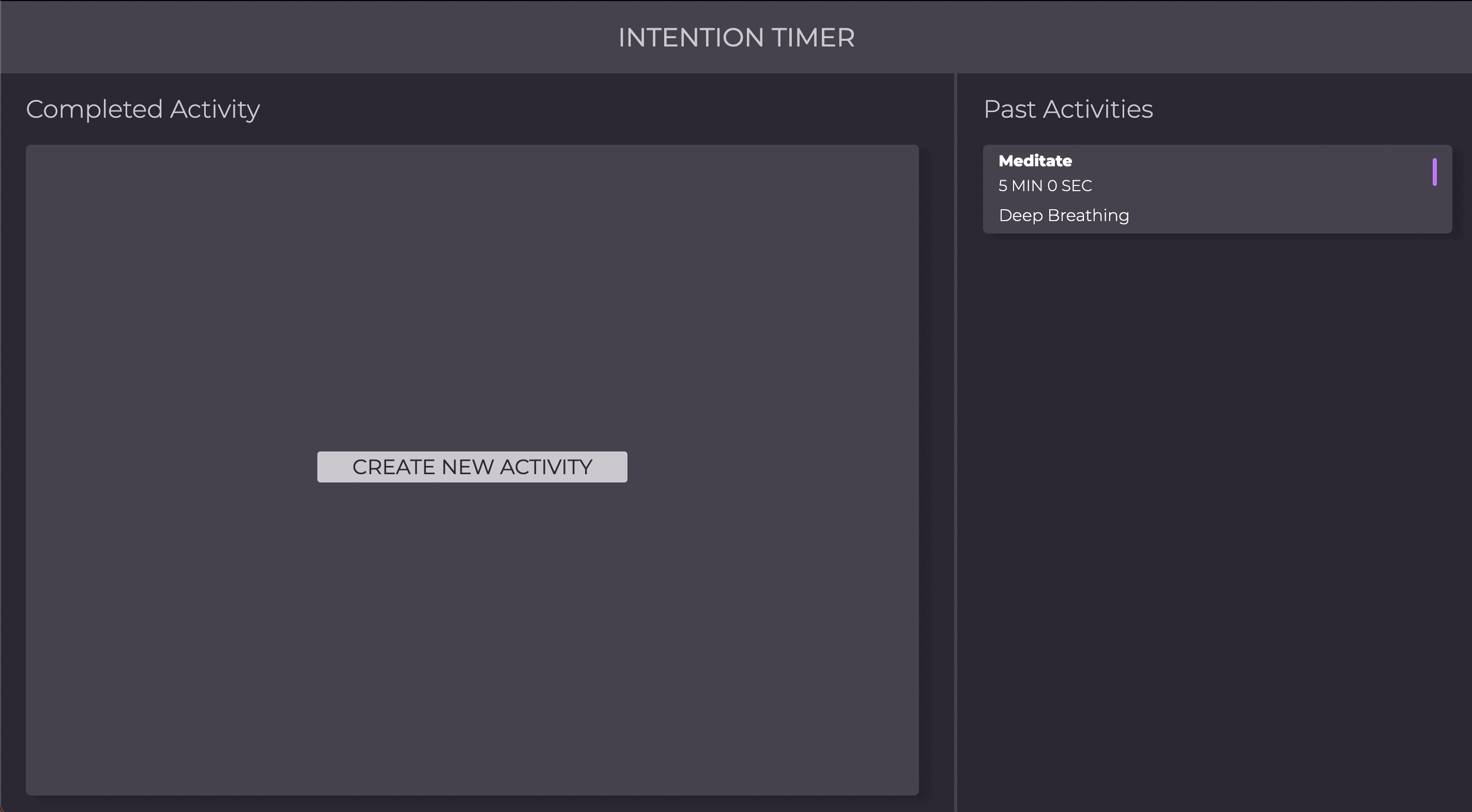 Create New Activity Preview