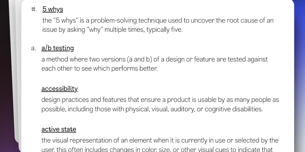 Product Design Glossary