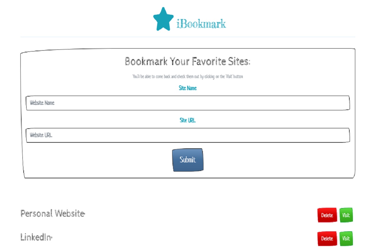 Screenshot of iBookmark app