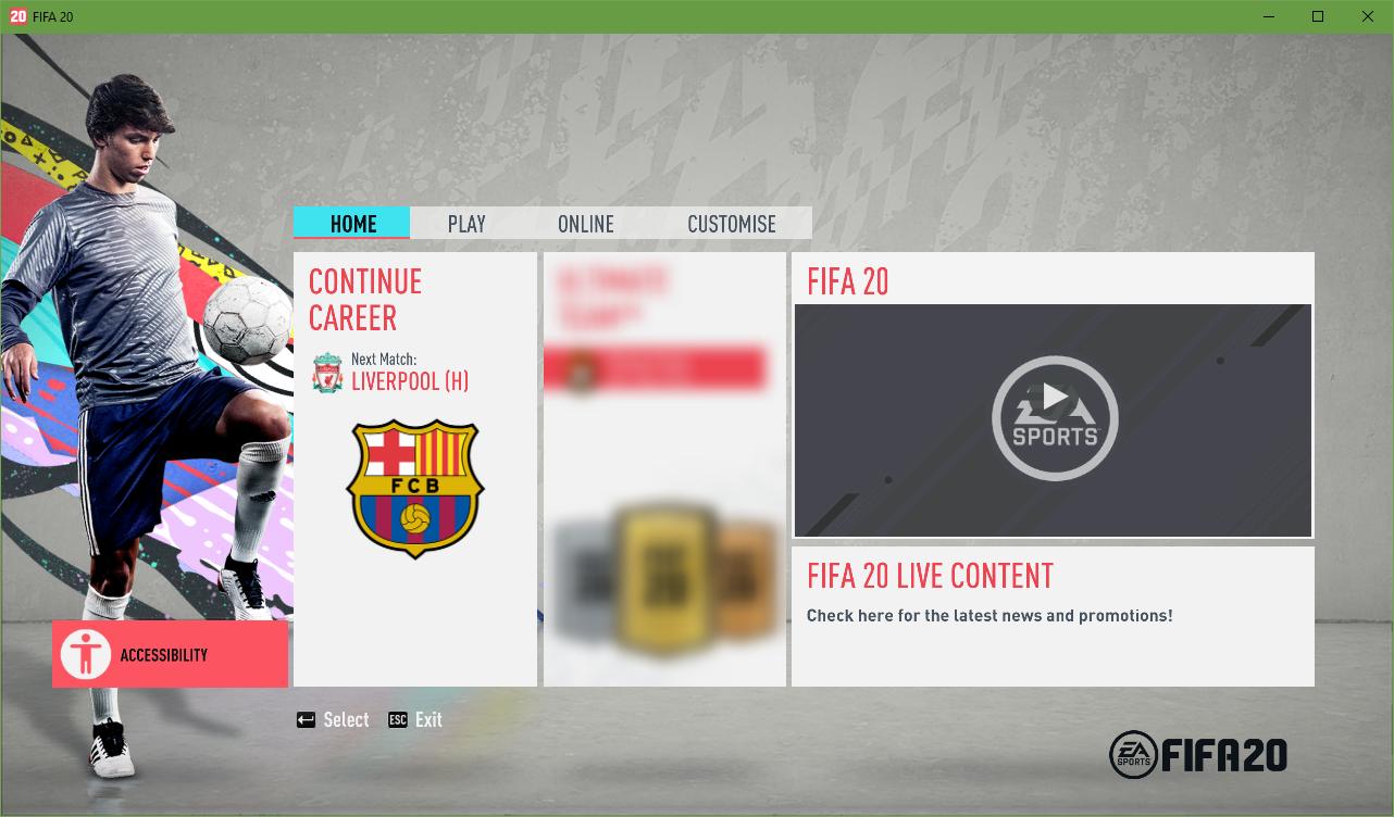 FIFA 20 Main Menu