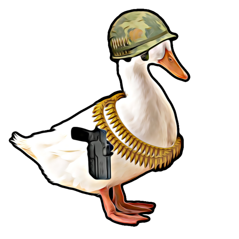 The BattleGoose logo: A well-armed duck