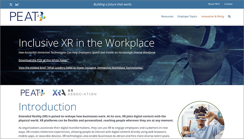 PEAT - Inclusive XR in the Workforce