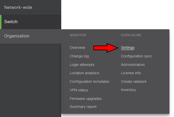 Image Meraki dashboard