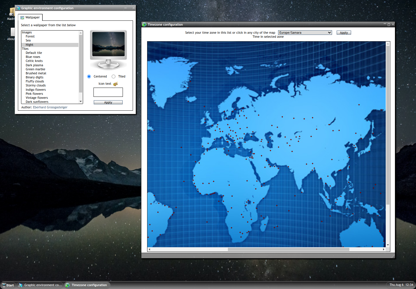 Desktop and timezone configuration