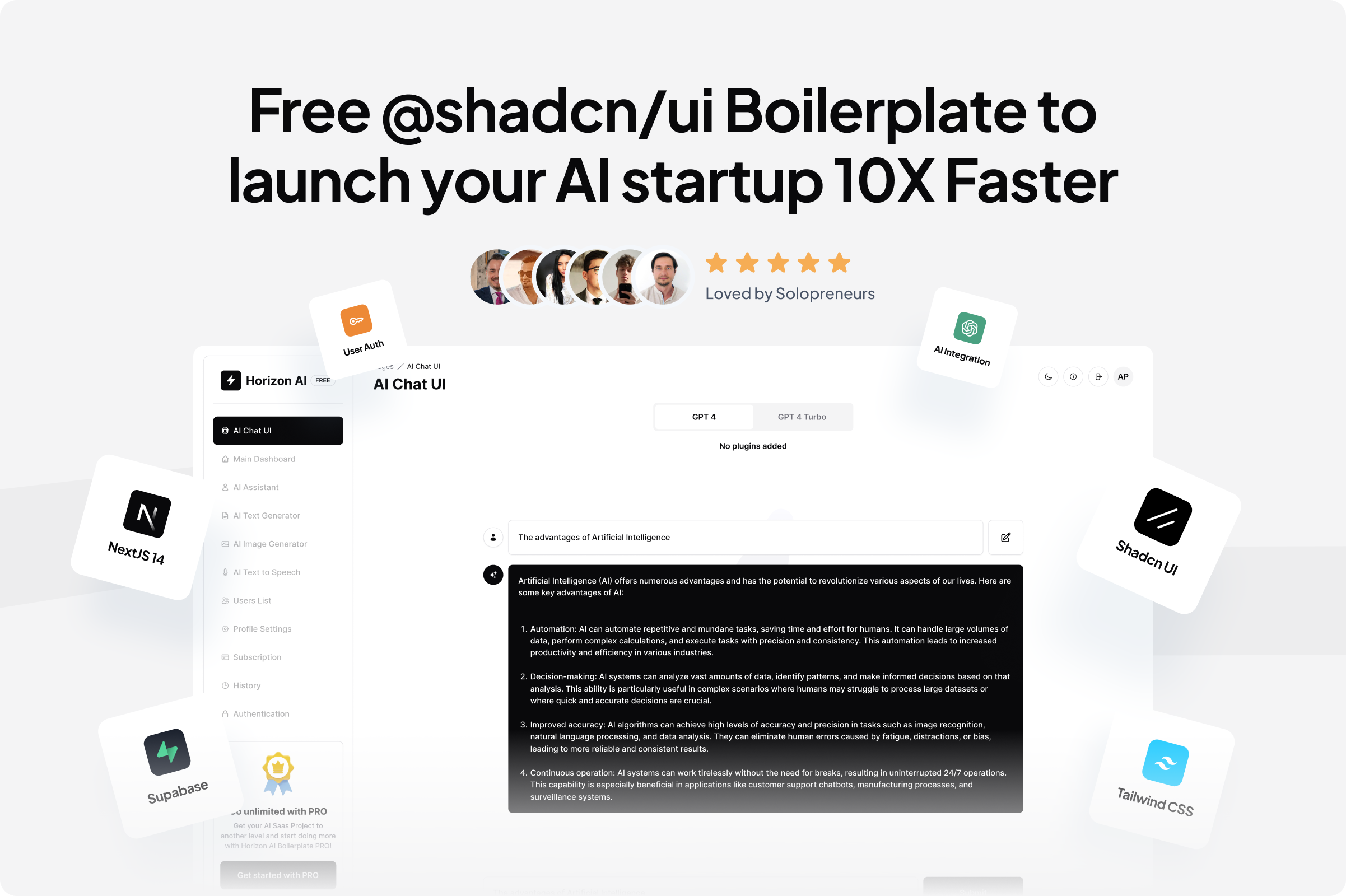 Horizon AI Boilerplate NextJS Shadcn UI