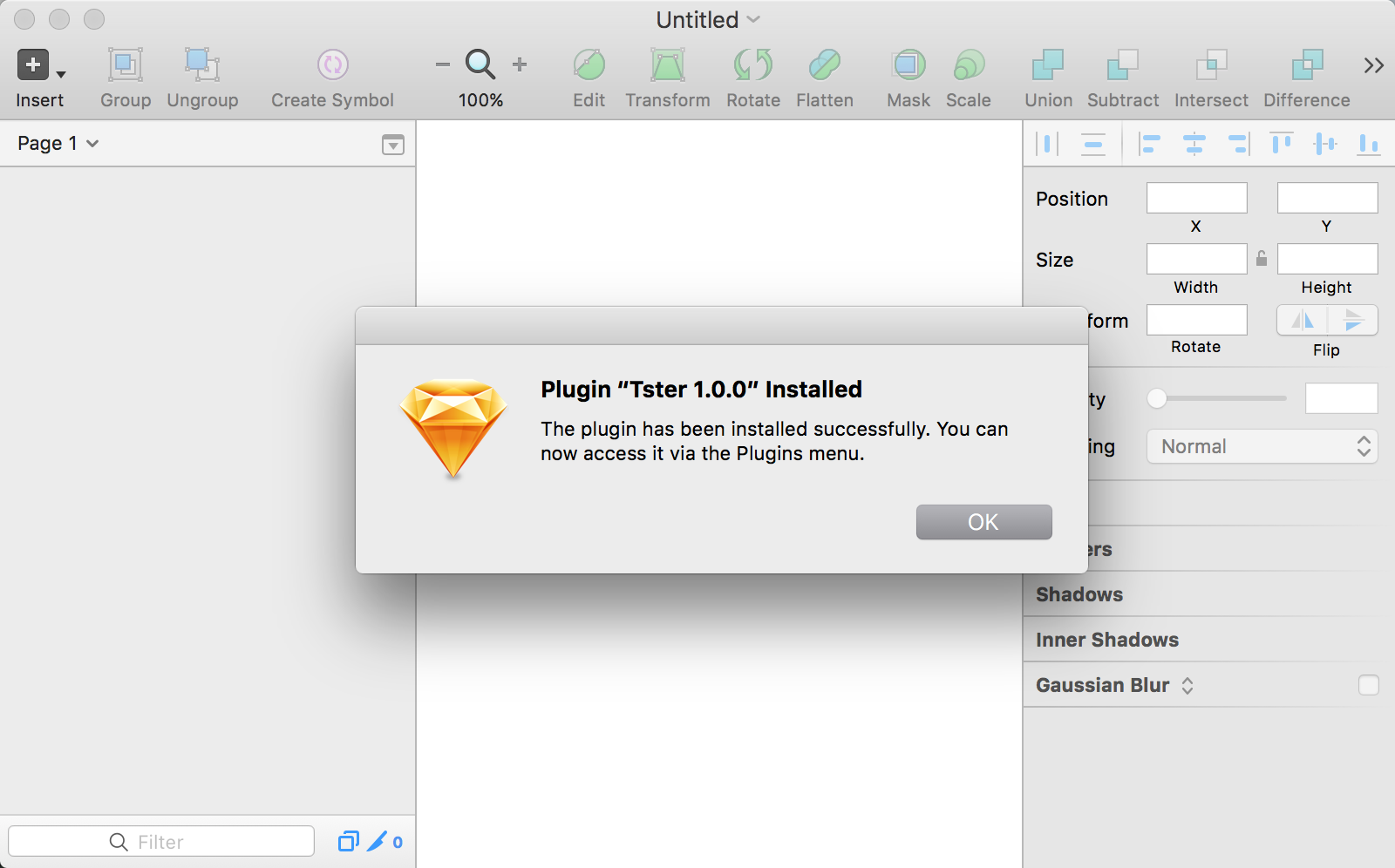 first screen of tster sketch plugin