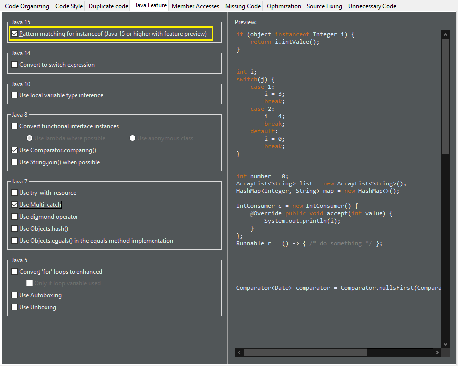 pattern matching preferences