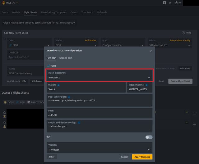 The Next step to Emission mine on HiveOS using MinotaurX is to configure SRBMiner-Multi.