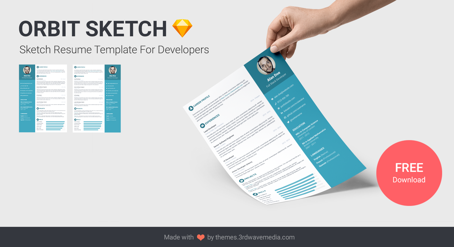 Sketch Resume Template for Developers