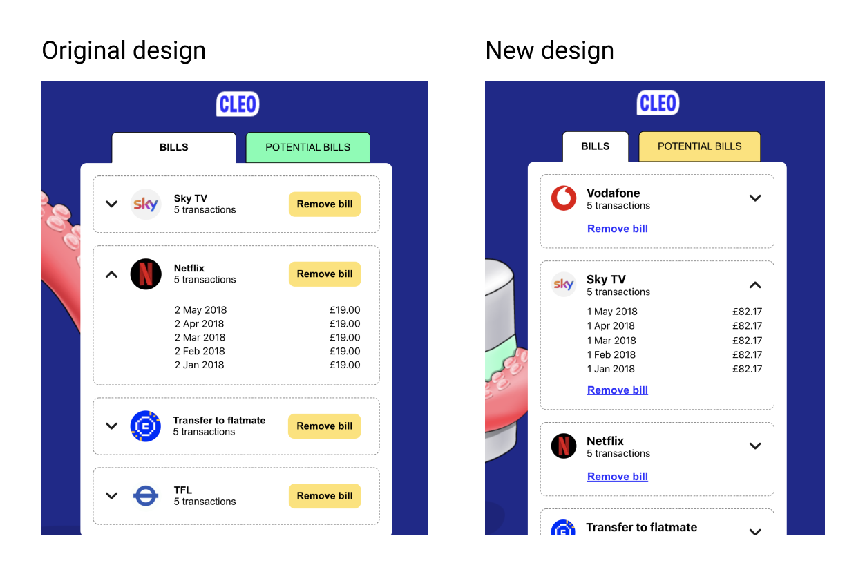 Comparison of old vs new designs