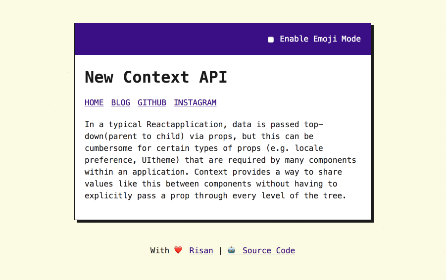 GitHub - risan/react-context-example: ⚛️ An example of new React ...