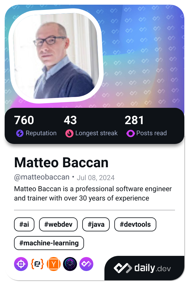 Matteo Baccan's Dev Card