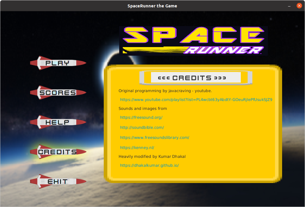 spacerunner game by Kumar Dhakal