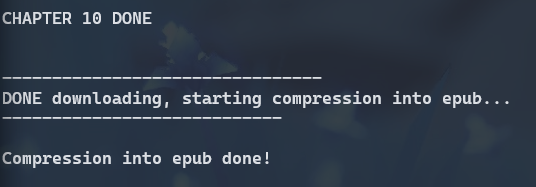 Example of how the end of the download of a chapter looks like
