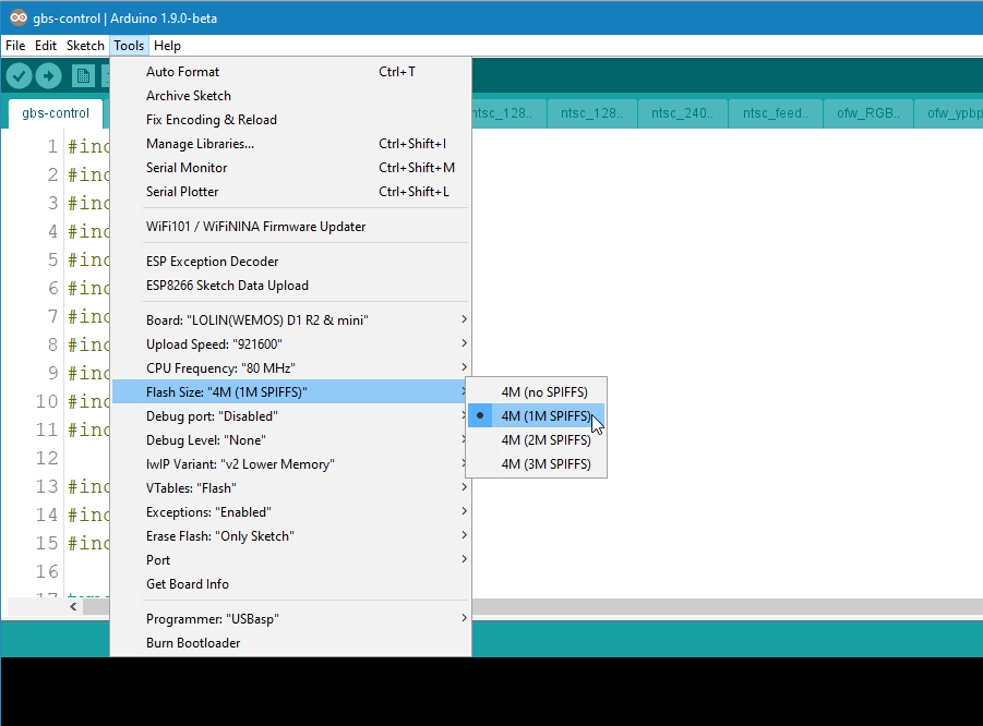 ESP8266 IDE Settings