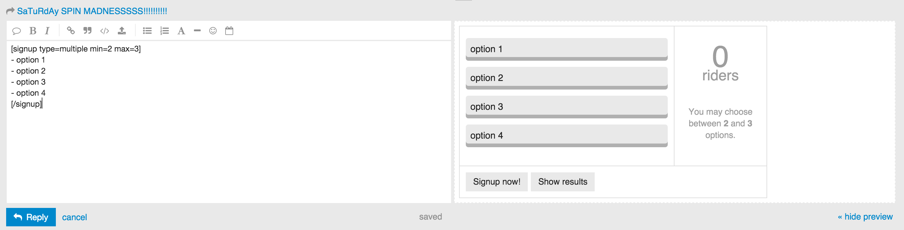 Markup Example