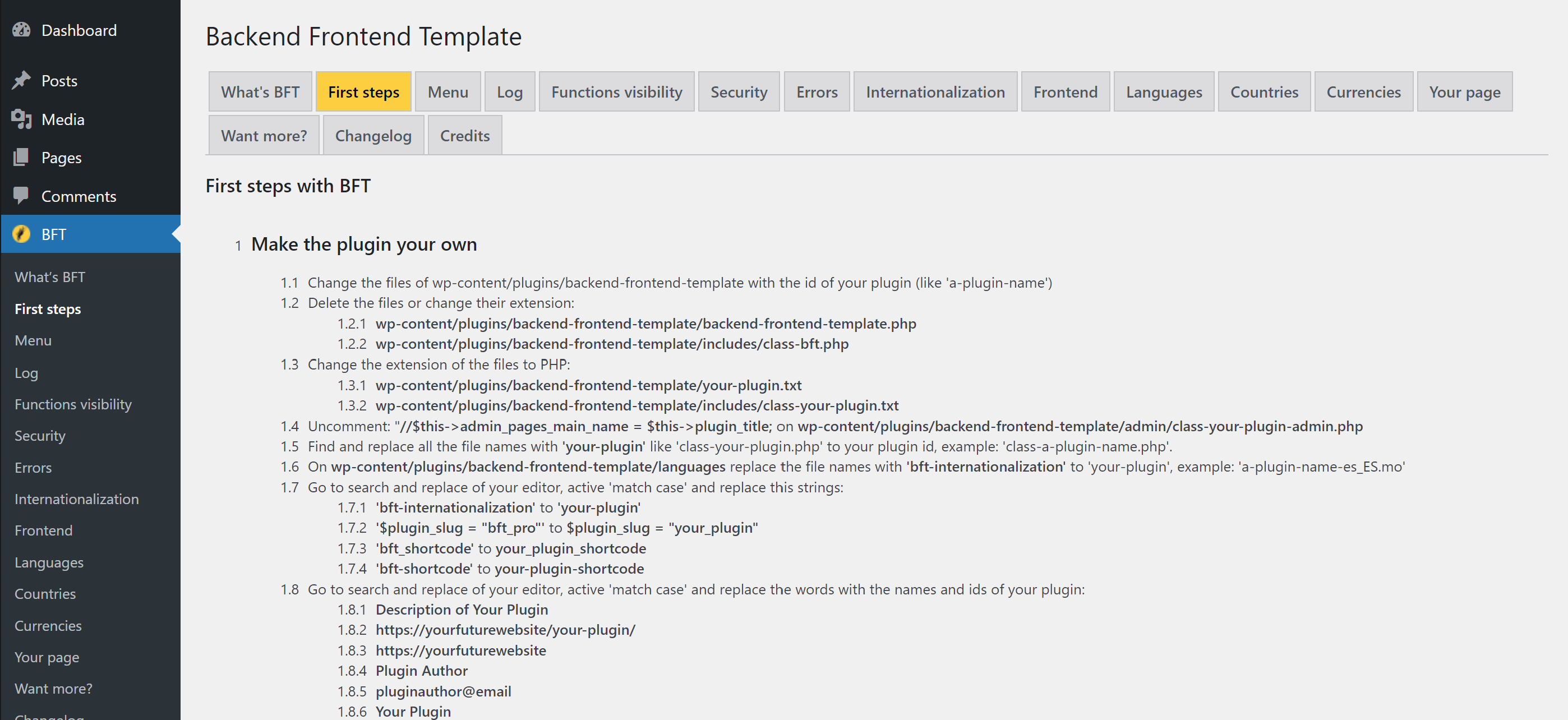 Backend Frontend Template: dashboard: the menu system