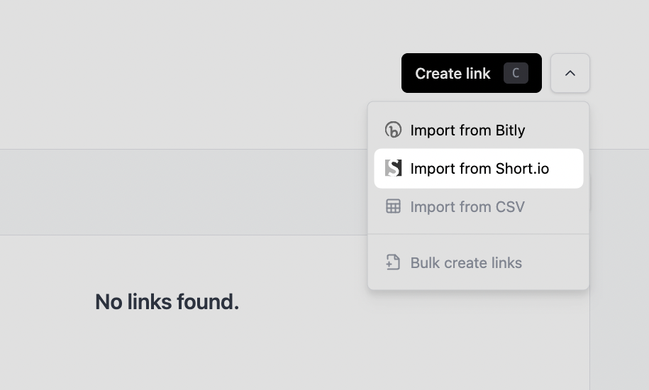 Import from Short.io button