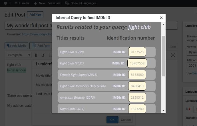 Query page to find a movie IMDb ID